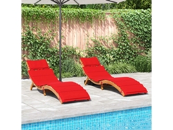 Tumbonas con cojines 2 uds. Madera maciza de acacia roja Lovely Home