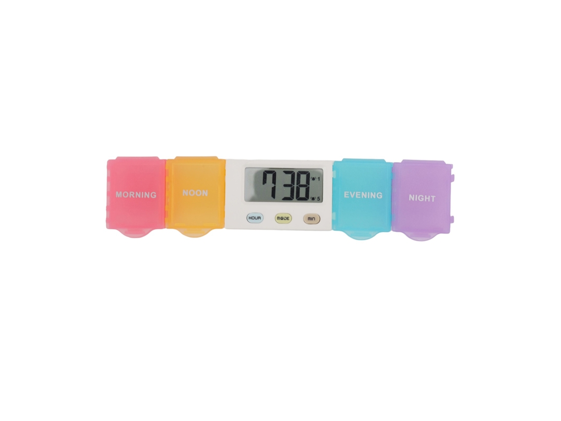 Dispensador Electrónico De Medicamentos Con Temporizador, 4 Compartimentos Grandes, Portátil, Lavable, Ideal Para Viajes.