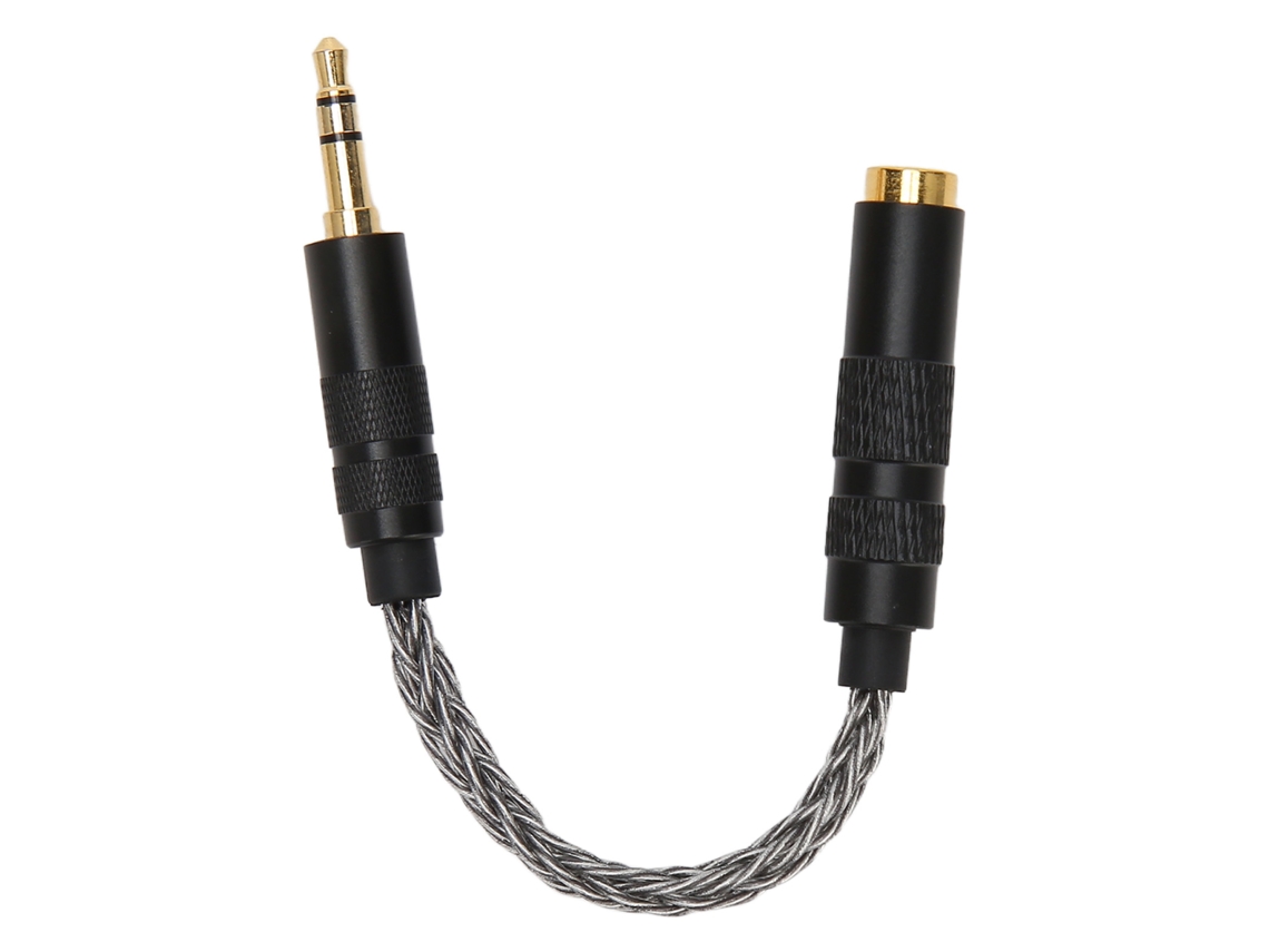Cable Adaptador Balanceado Hembra De 4,4 Mm A Estéreo Macho De 3,5 Mm, Chapado En Oro, Portátil, Gris Frío.