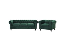 Conjunto de sala de estar BELIANI Chesterfield de Terciopelo Verde 201x75x70