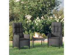 Conjunto de jardín de 3 piezas con cojines de mimbre negros de DKD Home Decor