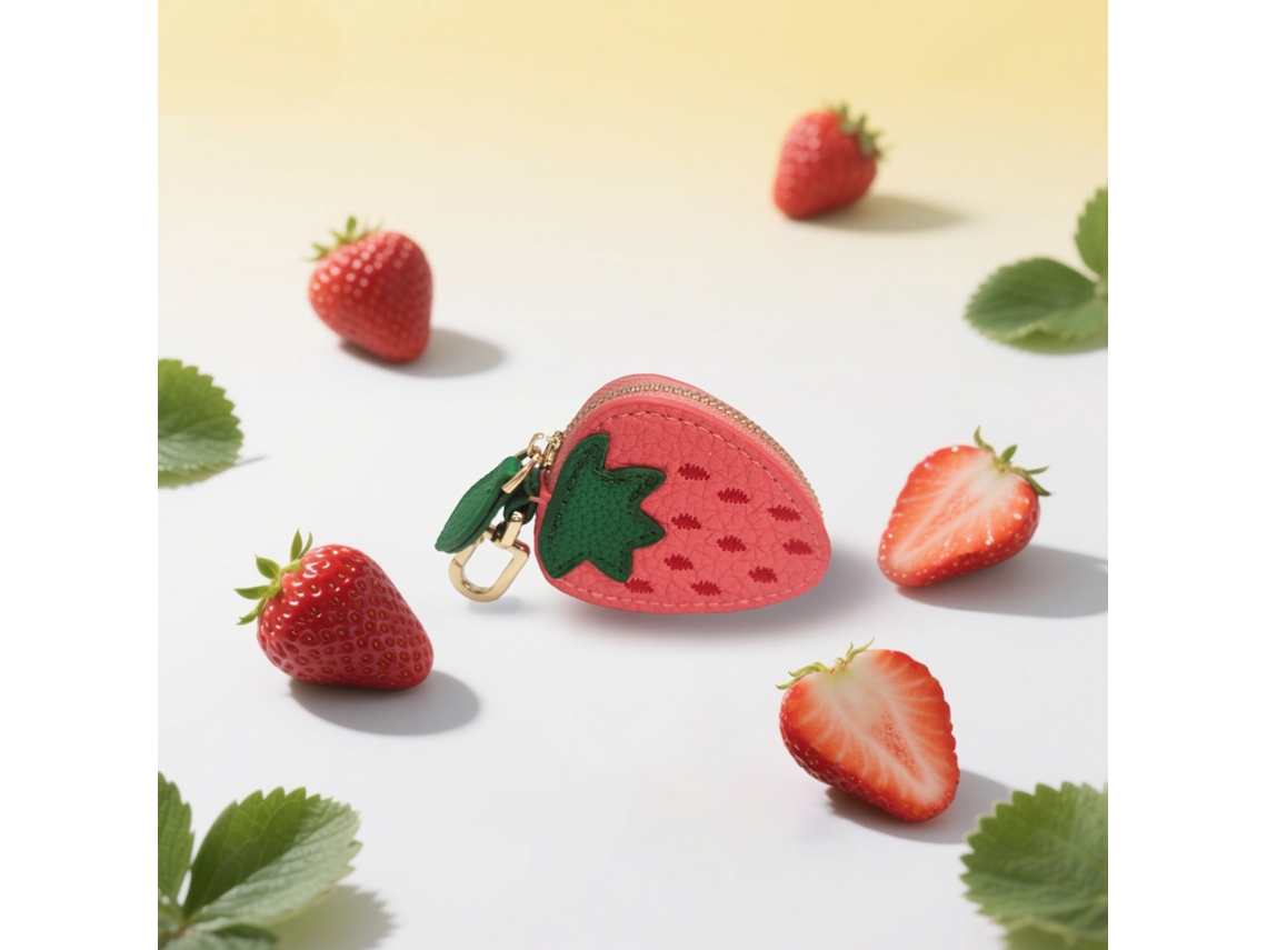 Monedero Con Forma De Fruta - Colgante De Monedero - Fresa - Aproximadamente 6,5 X 2,5 X 5,5 Cm