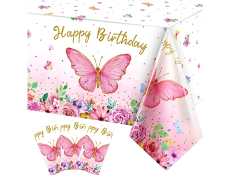 Mantel de cumpleaños de mariposa, mantel de plástico rectangular para decoración de fiesta de mariposa, 3 uds, style2, 137*274