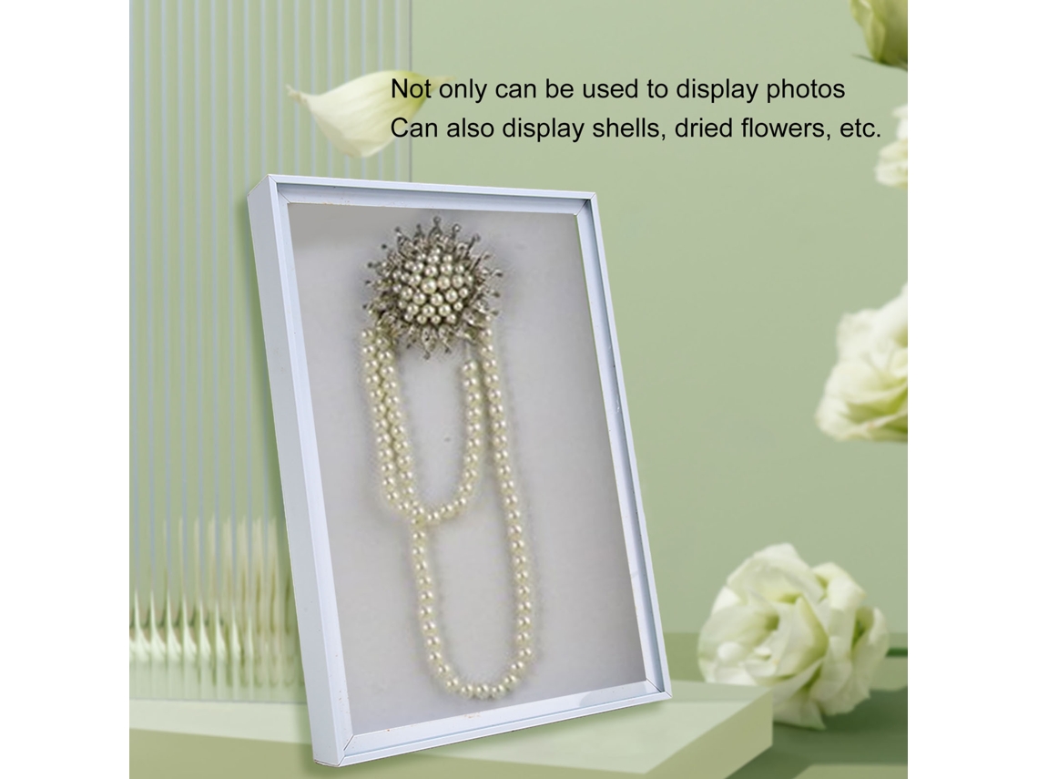 Marco De Fotos Decorativo De Plástico Con Soporte Fácil De Quitar Para Flores Secas Y Conchas - Blanco