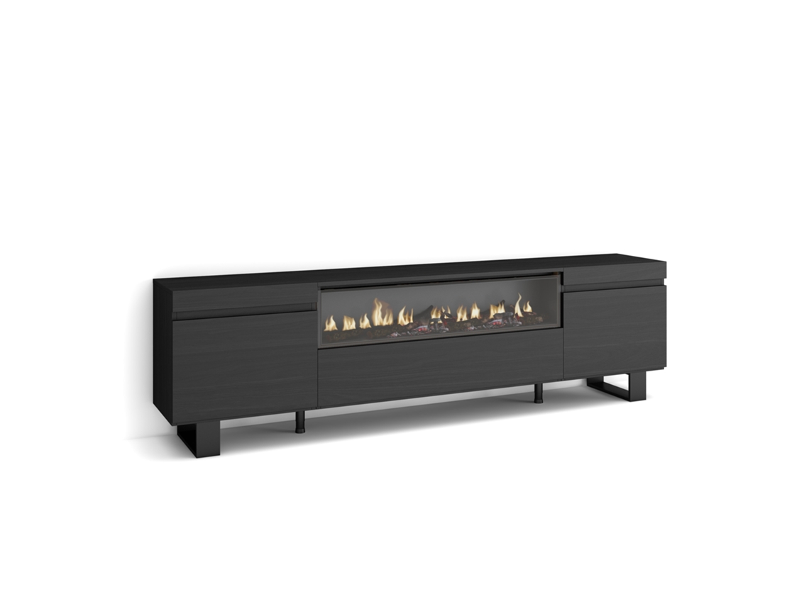 Mueble de TV SKRAUT HOME para TVs hasta 80'' (Negro - Melamina - 200x35x57 cm)