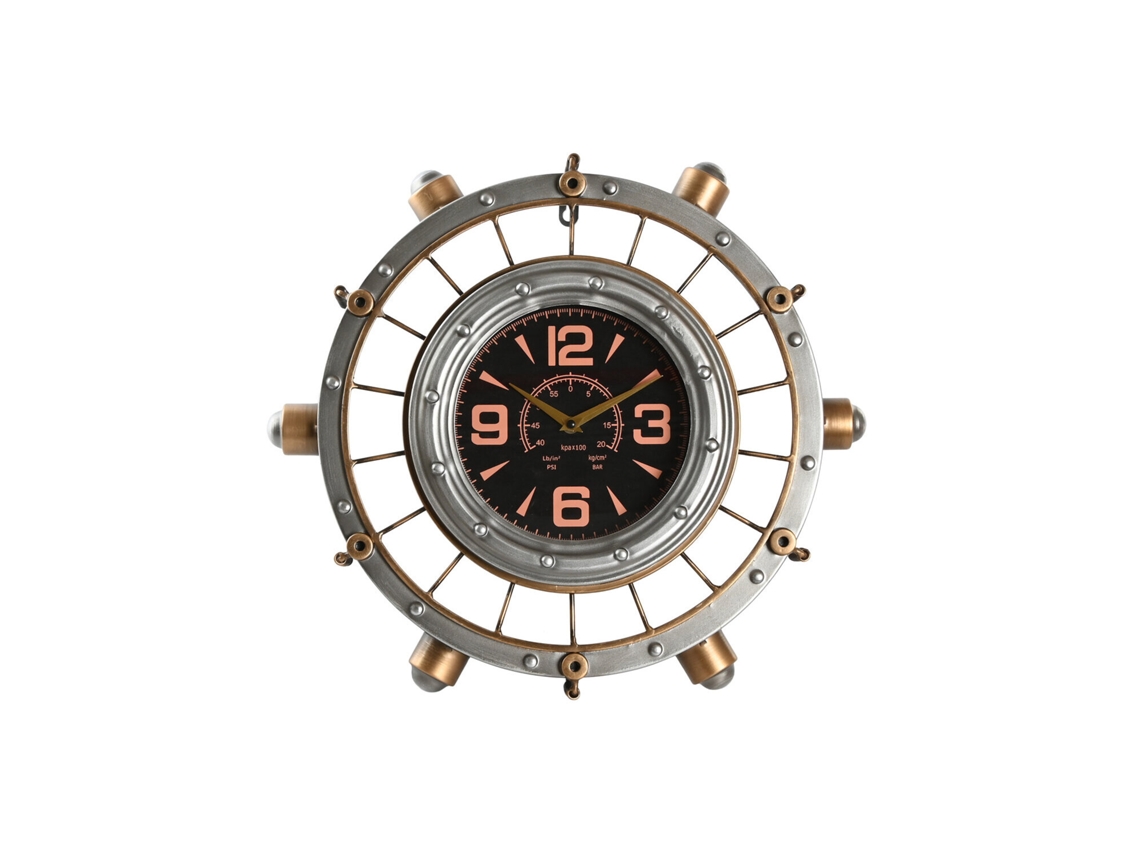Reloj Pared Hierro Plateado 48x11x44,5cm