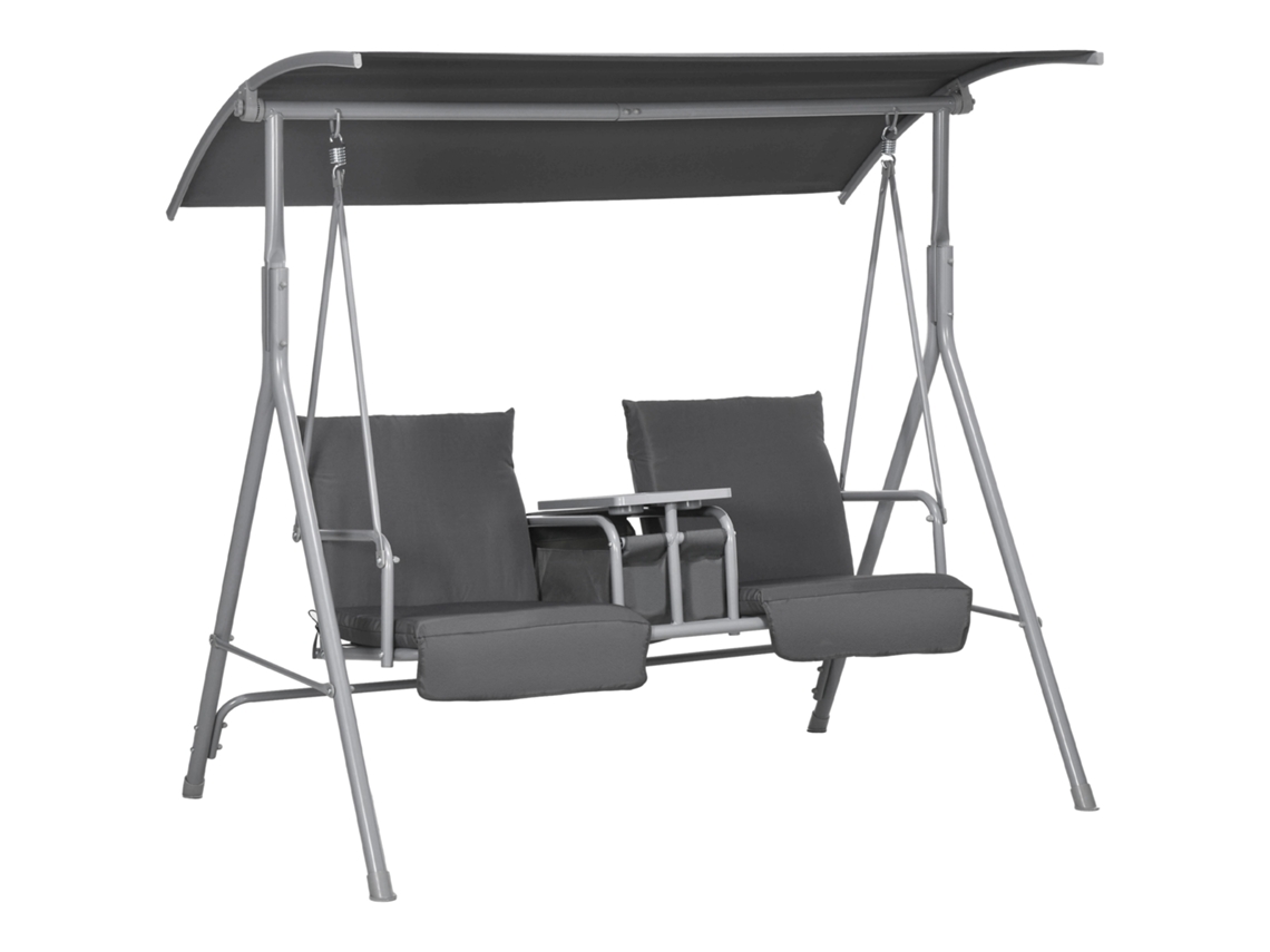 Columpio Estilo Hollywood, Para 2 Personas, Con Bolsa Para Toldo, Capacidad De 180 Kg, Color Negro.