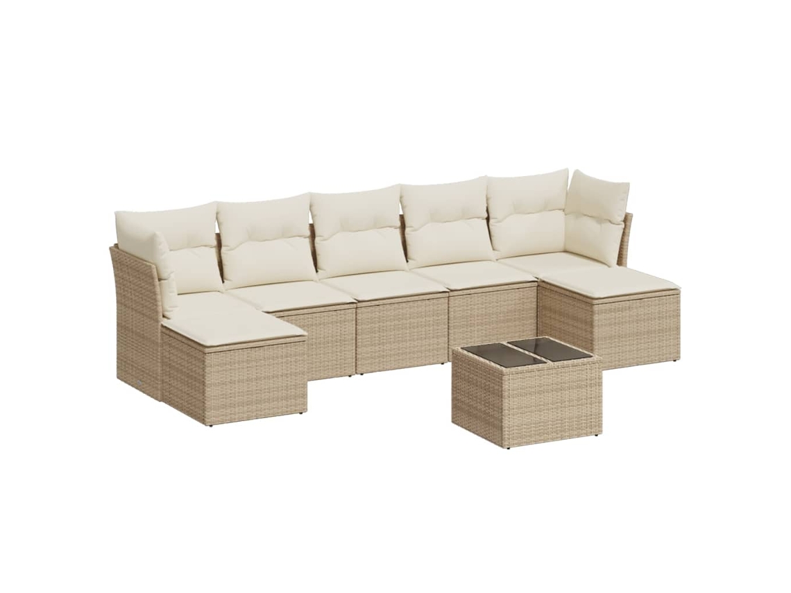 Maison Exclusive - Juego De Sofás De Jardín Con Cojines Beige 8 Pzas Ratán Pe