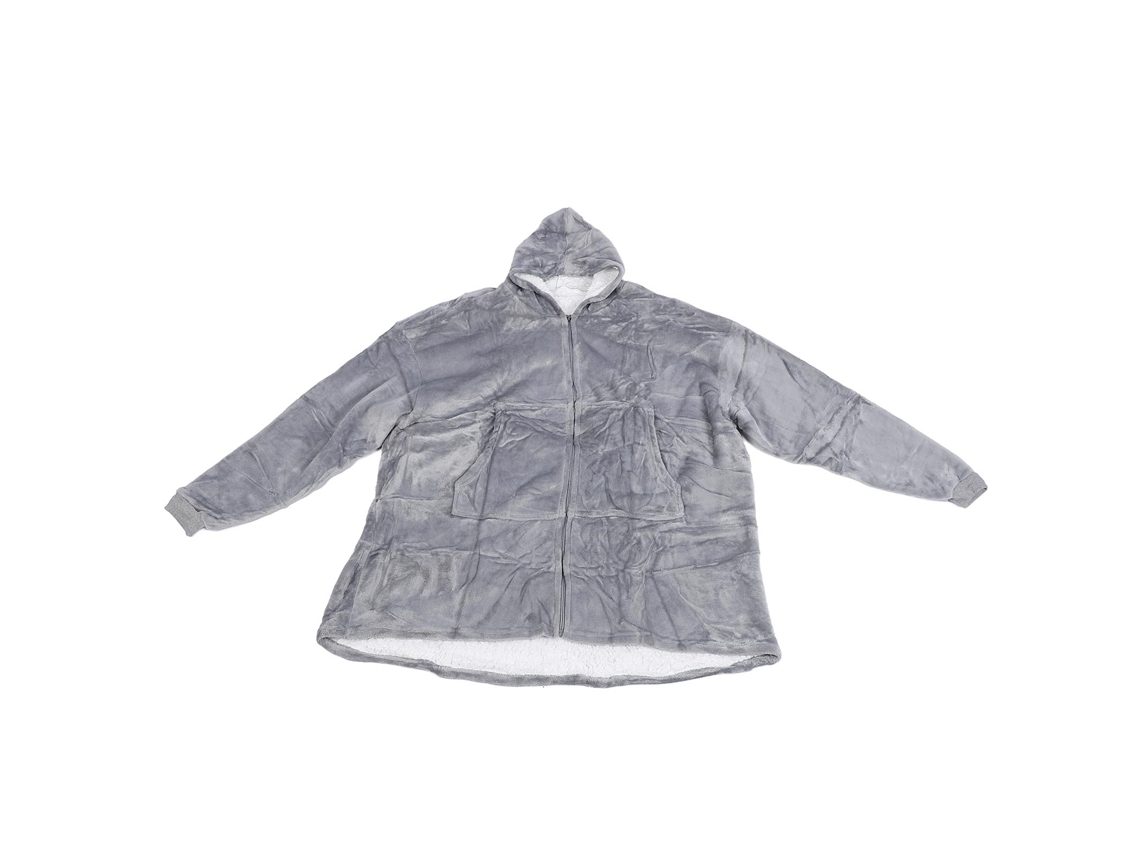 Manta Con Capucha Cálida Y Cómoda Con Cremallera Para El Hogar Y El Camping, 1 Kg, Color Gris.