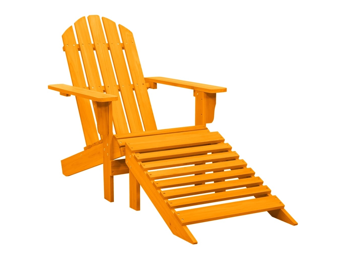 Silla Adirondack de jardín con otomana en abeto macizo naranja DKD Home Decor