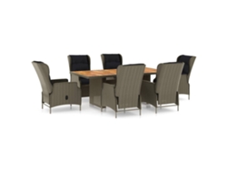 Maison Exclusive - Set Comedor De Jardín 7 Piezas Y Cojines Ratán Sintético Marrón