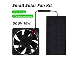 Kit De Ventilador Solar Pequeño Para Exteriores Con Panel Solar, 3000 Rpm, Resistente Al Agua Ip65, Para El Hogar, Caravana, Invernadero Y Mascotas.