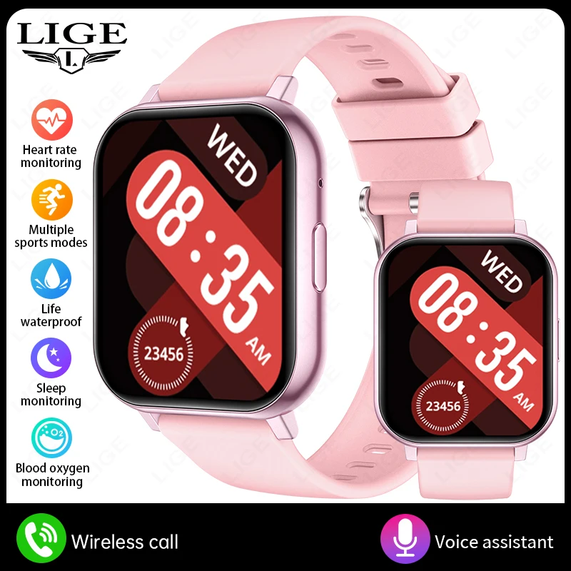 Reloj Inteligente (rosa), Pantalla Táctil Completa De 1,83 Pulgadas, Para Deportes Y Fitness, Compatible Con Llamadas Bluetooth.