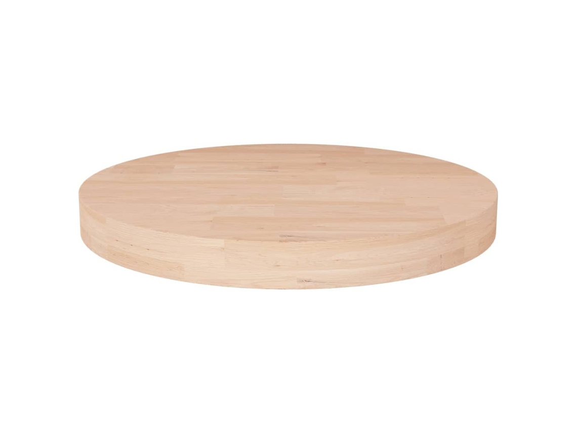 Superficie De Mesa Redonda Madera De Roble Sin Tratar Ø30x4 Cm