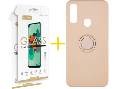 Carcasa + 2 Protectores de Pantalla para Samsung Galaxy A20e ACCETEL Rosa Pastel
