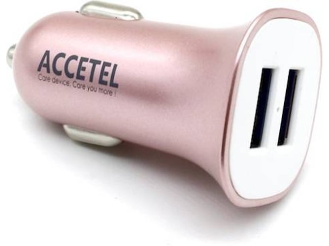 Cargador de coche ACCETEL 2.1A 2xUSB Rosa