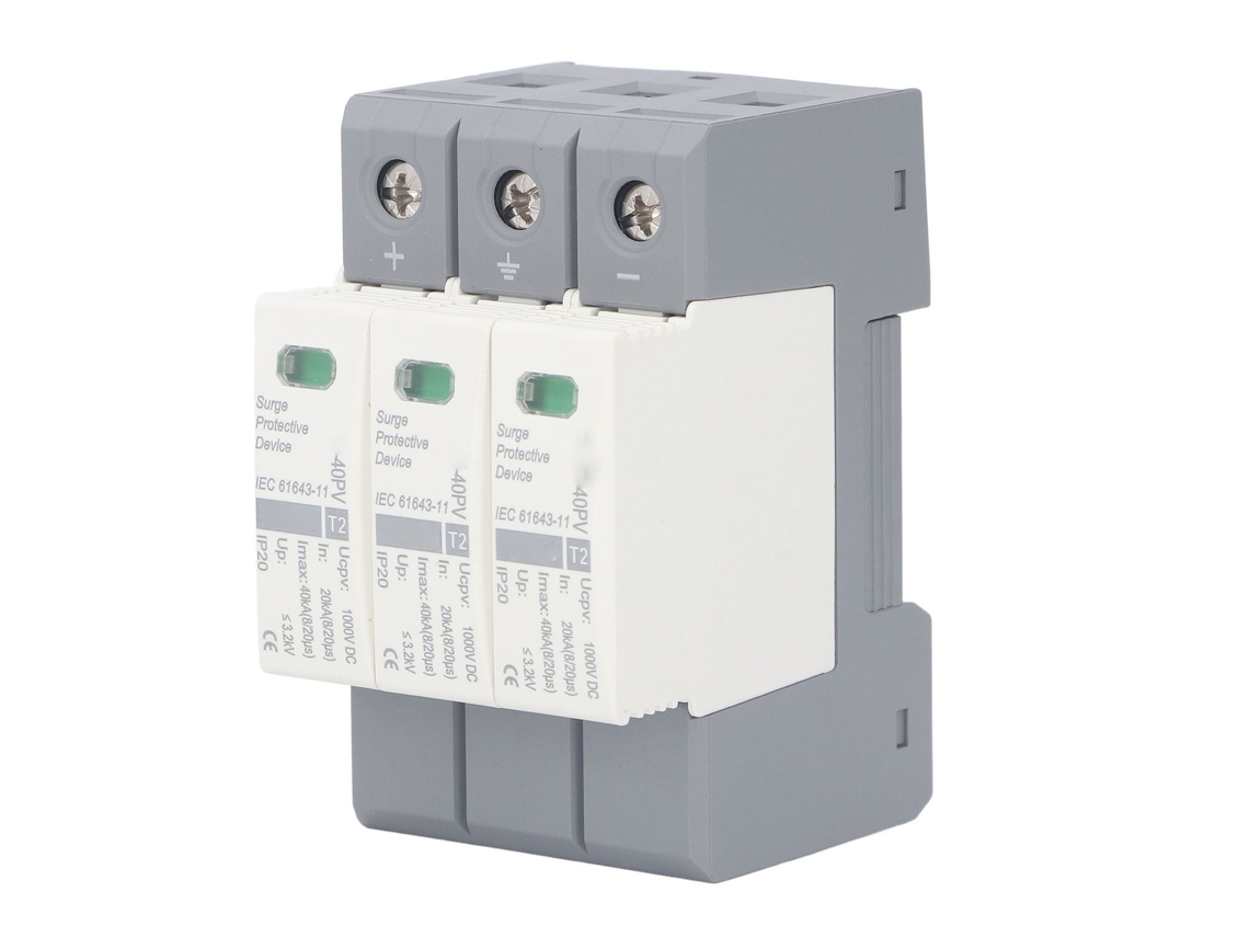 Protector De Sobrecarga 3p Para Fotovoltaica 1000vdc 20-40ka Montaje Rail 35mm