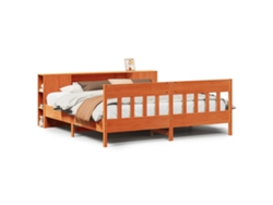 Maison Exclusive - Cama Con Estantería Sin Colchón Madera Maciza Marrón 200x200 Cm