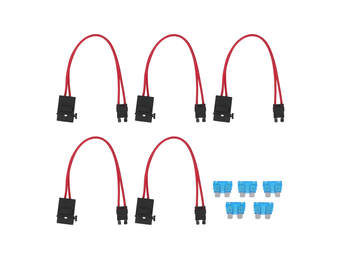 Mini Portafusibles Atm De 20 A Y 16 Awg Con 5 Fusibles Y Extensión De Cable Para Vehículos.