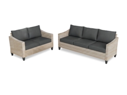 Conjunto De Exterior Sanstar, Sofa 3+2 En Ratan Pe. Muebles De Jardin Y Terraza, Negro