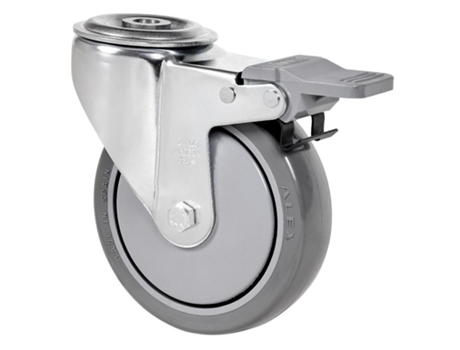 Rueda giratora agujero m12 freno 20zvlfd150cp-pgaisb goma gris bolas ALEX