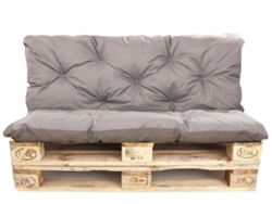 Conjunto Cojines de palet Asiento 120 x 50 y Respaldo 120 x 40 cm Gris cojines sofá - cojín para palet interior - exterior