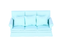 Dan26-sofá Miniatura Casa De Muñecas 1:12 Con 3 Almohadas Mueble De Sala De Estar Madera Accesorios Decorativos Azul
