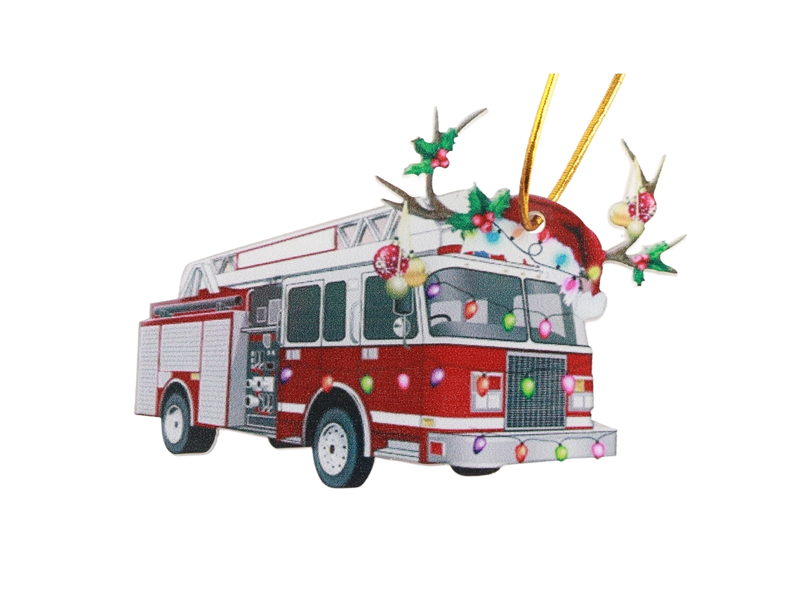 Adorno Navideño Personalizado Para Árbol De Navidad - Camión De Bomberos De Hierro