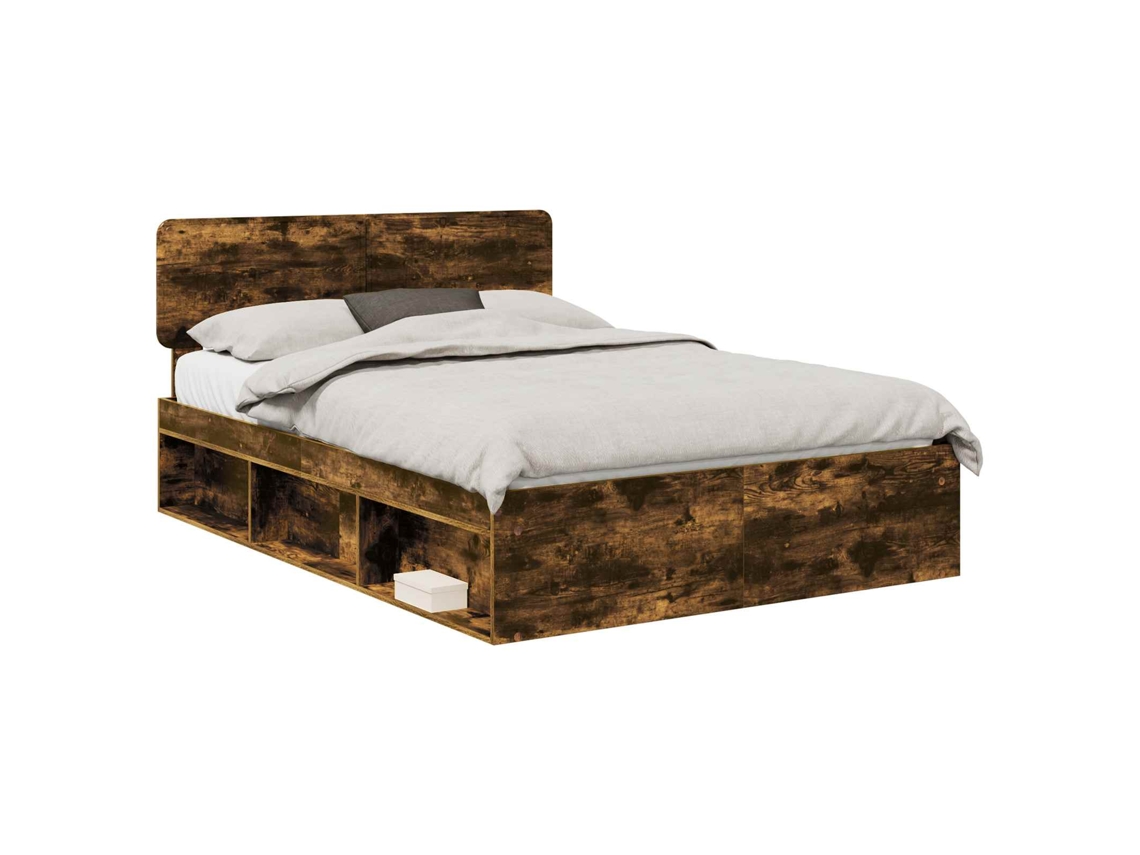 Maison Exclusive - Estructura De Cama Con Cabecera Roble Ahumado 140 X 200 Cm