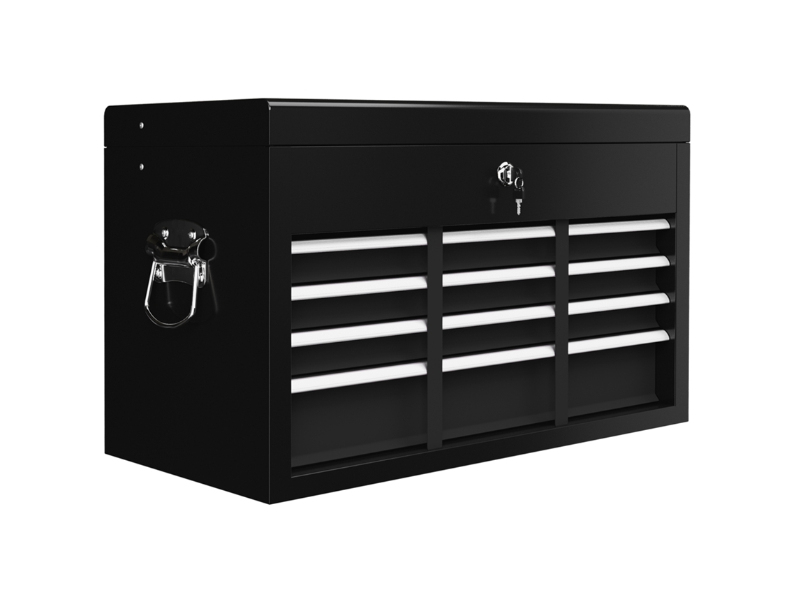 Caja De Herramientas De 6 Cajones Con Cerradura Y Tirador, Acero Negro, 60x26x34cm