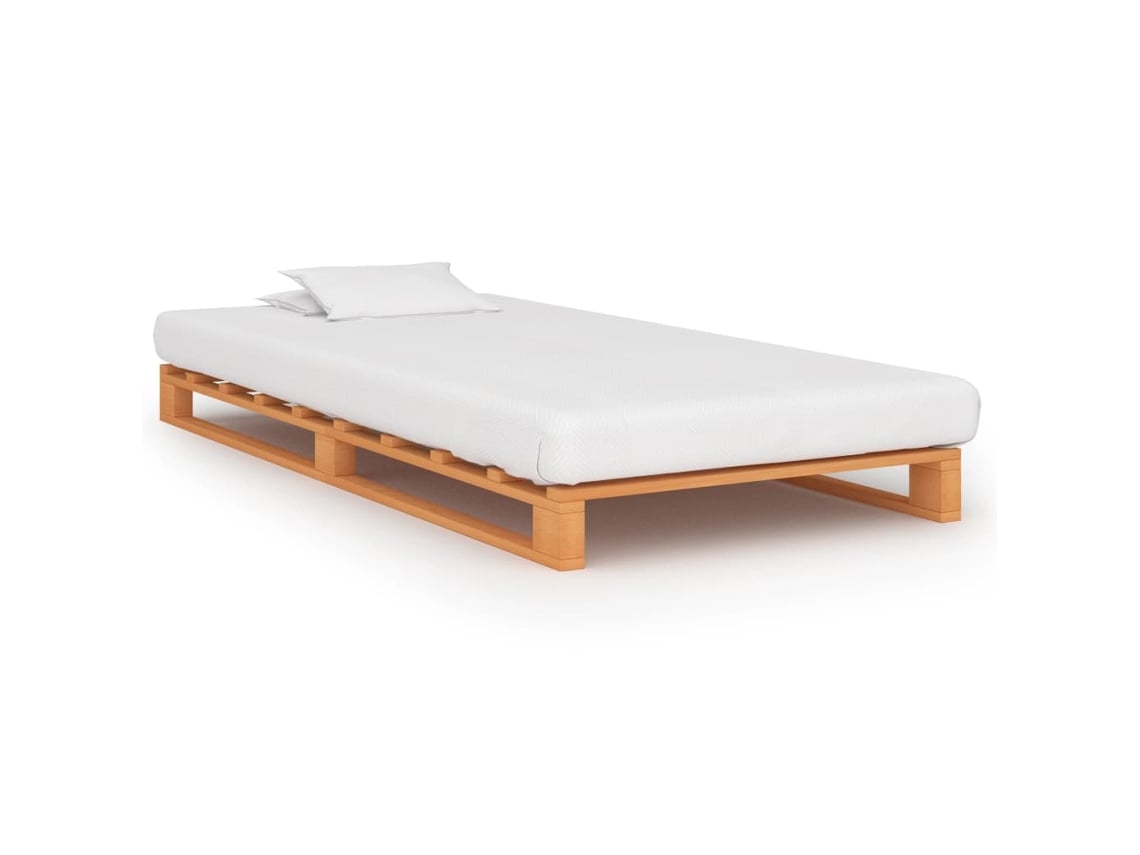 Marco Cama Palets Sin Colchón Madera Maciza Marrón 100x200 Cm
