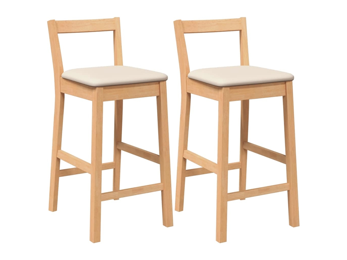 Maison Exclusive - Taburetes De Bar Con Cojines, 2 Unidades, Madera Maciza Natural, Caucho