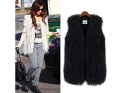 2026-chaleco De Pelo Falso Shaggy Para Mujer Waistcoat Chaqueta Abrigo Gilet Talla S-3xl 3xl Negro