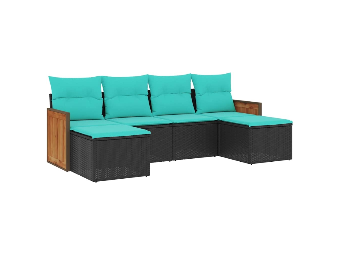 Maison Exclusive - Conjunto De Sofá De Jardín De 6 Piezas Con Cojines, De Poliratán Negro