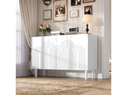 Armario moderno blanco de 120 cm, 3 puertas y divisores ajustables, cómoda versátil de MDF para salón o dormitorio