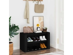 Mueble Zapatero | Armario Zapatero De Madera Contrachapada Negro 75x35x45 Cm