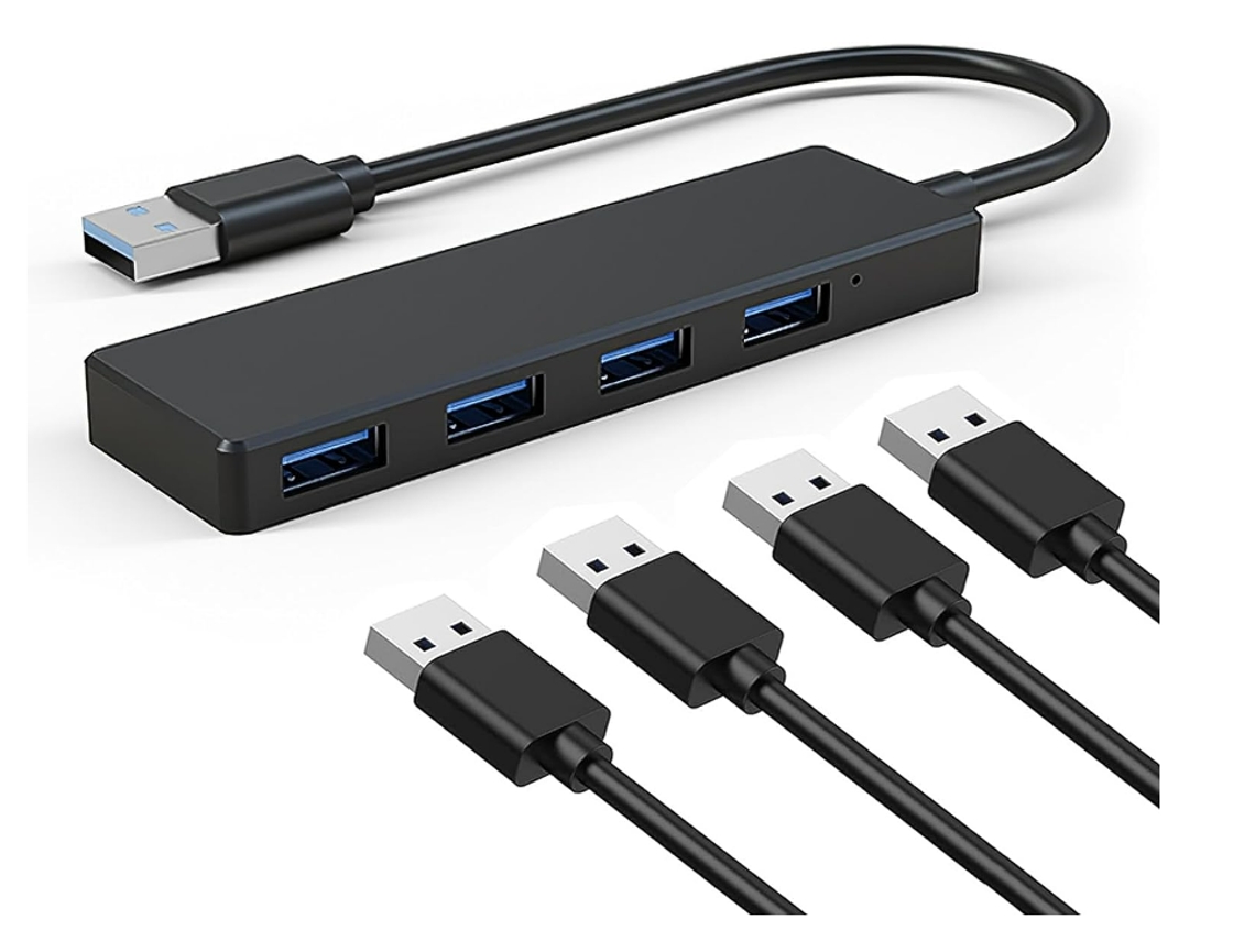 Concentrador USB 3.0 de 4 puertos Bestvite, ultrafino, transferencia de datos rápida, negro
