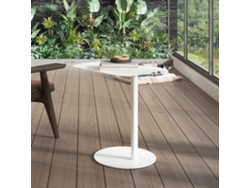 Mesa auxiliar Nastätten trapezoidal interior/exterior metal 50 x 50 x 38 cm Blanco [EN.CASA]
