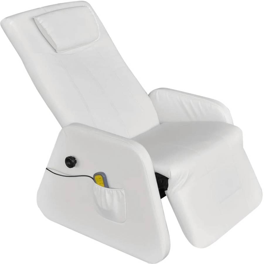 Vidaxl De Masaje cuero blanco artificial