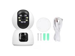 Cámara de seguridad para interiores con doble lente, Wi-Fi inalámbrico 1080p, visión nocturna y detección de movimiento para el hogar y las mascotas.