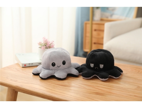 Voltereta de Doble Cara, Pulpo Lindo, Juguete de Muñeca de Mesa 20Cm Gris A Negro
