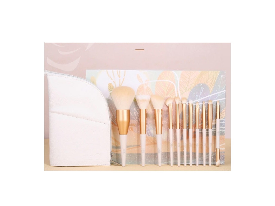 Premium Sombra de ojos Cejas Base correctora Brocha de maquillaje Juego de maquillaje de viaje 11 Whitebag LUUCOZK
