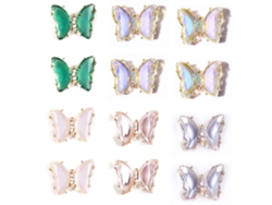 Diamantes de imitación para uñas, dijes de mariposas 3D, accesorios de decoración DIY KOFIHETY