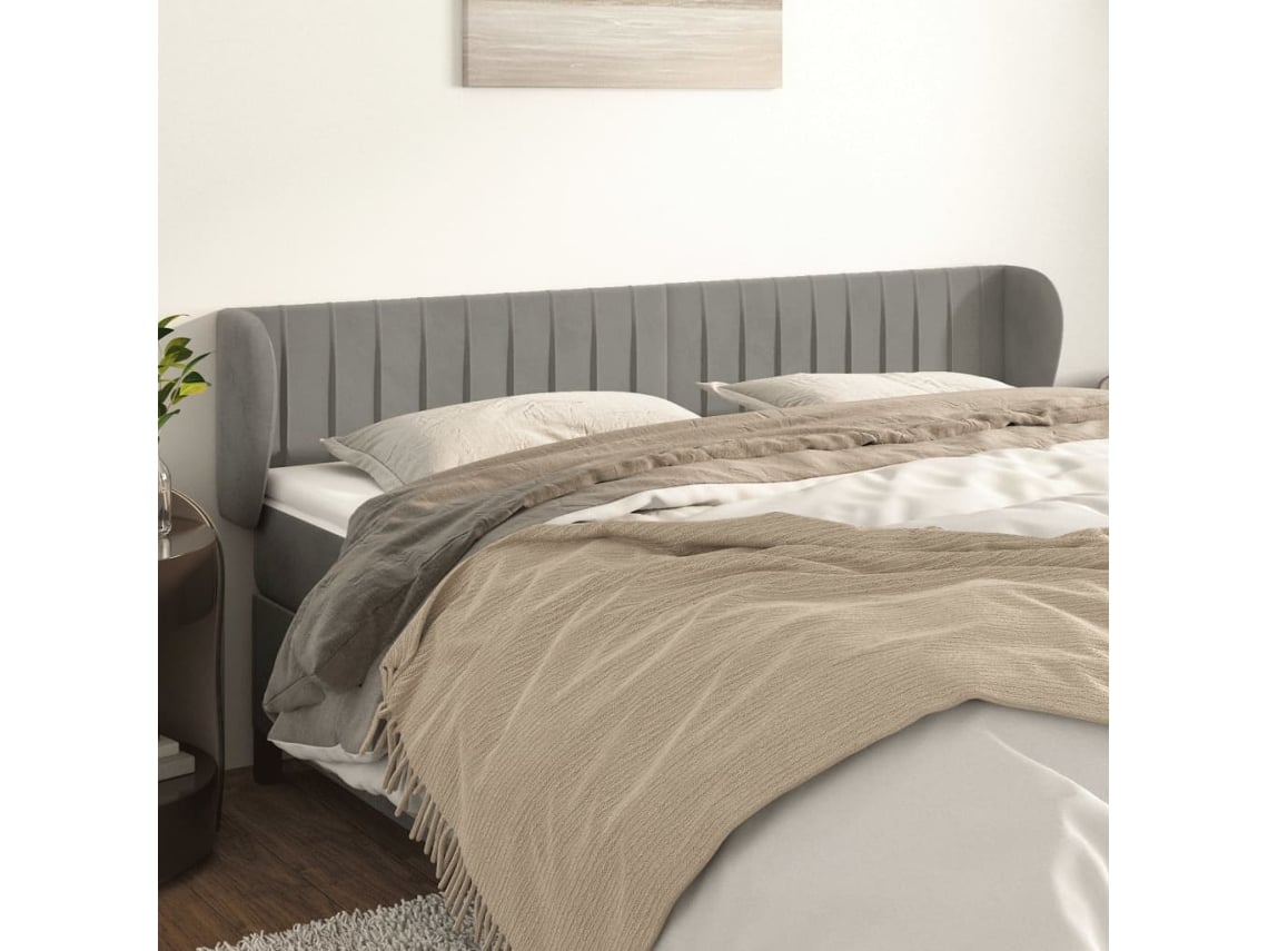 Cabecero De Terciopelo Gris Claro 163x23x78/88 Cm