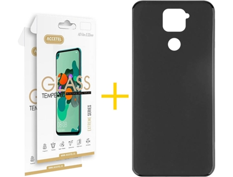 Kit Funda + 2 Protectores de Pantalla Xiaomi Redmi Note 9 ACCETEL Liso (Negro)