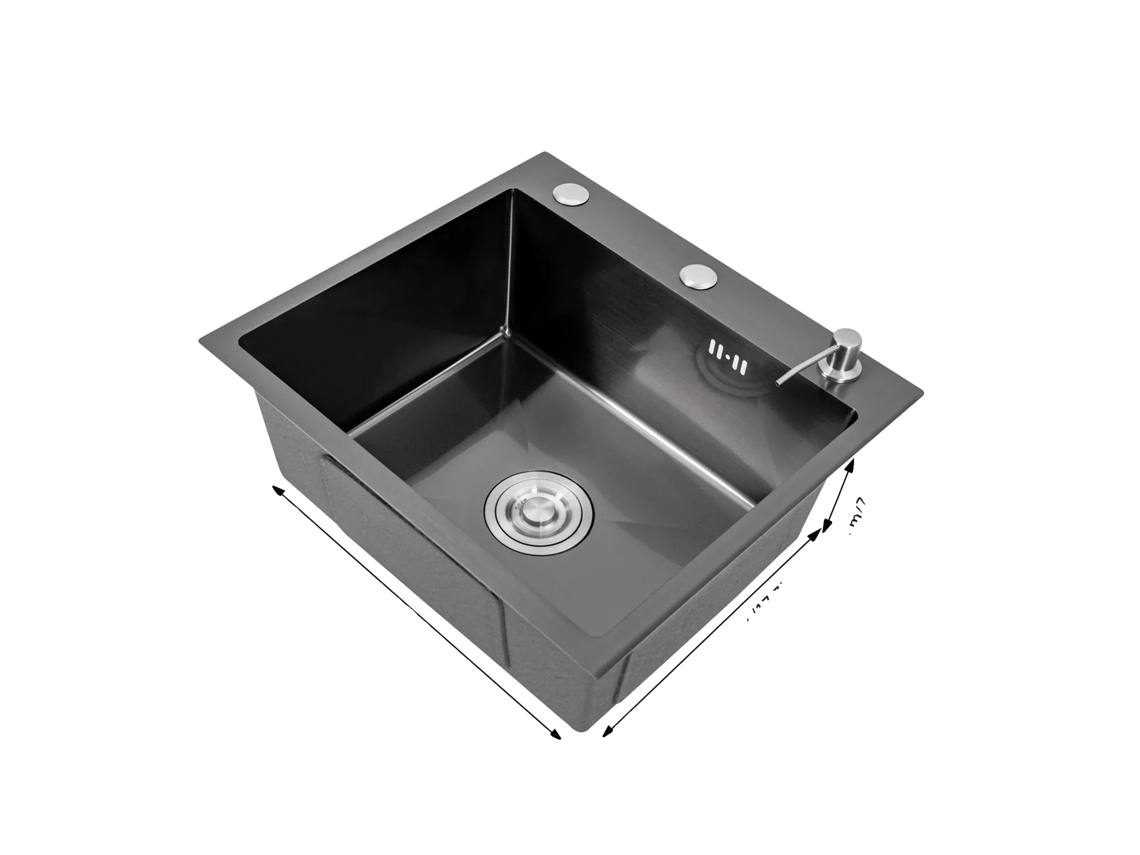 Fregadero de un seno, reducción de ruido, fácil instalación, negro OEM