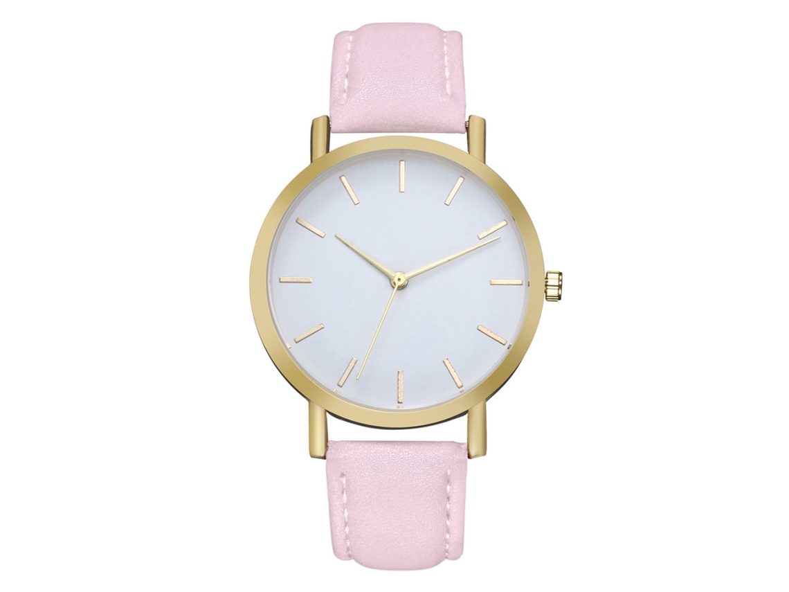 Reloj De Cuarzo Unisex Con Correa De Pu Simple Casual Para Hombre Y Mujer (rosa)
