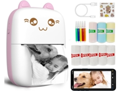 Mini Impresora Térmica Inalámbrica Bluetooth Con 8 Rollos De Papel, Compatible Con Ios Android, Se Puede Utilizar Para Diario, Notas, Fotos Rosa SIURN
