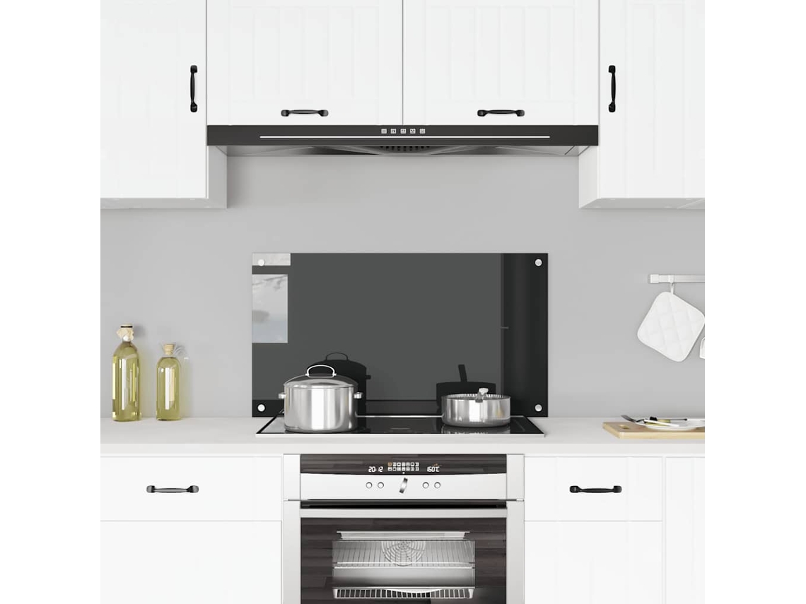 Protección Salpicaduras Cocina Vidrio Templado Negro 90x50 Cm
