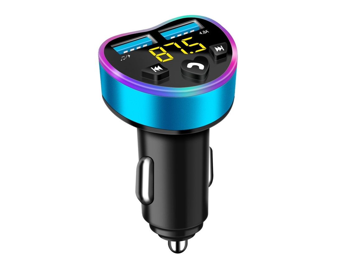Transmisor de FM YIZHOOD 4.8A Bluetooh Dual USB Port MP3 Carga rápida Dual Port Accesorios para coche azul